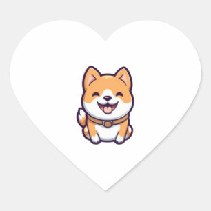 Cute Cartoon Shiba Inu Heart Sticker