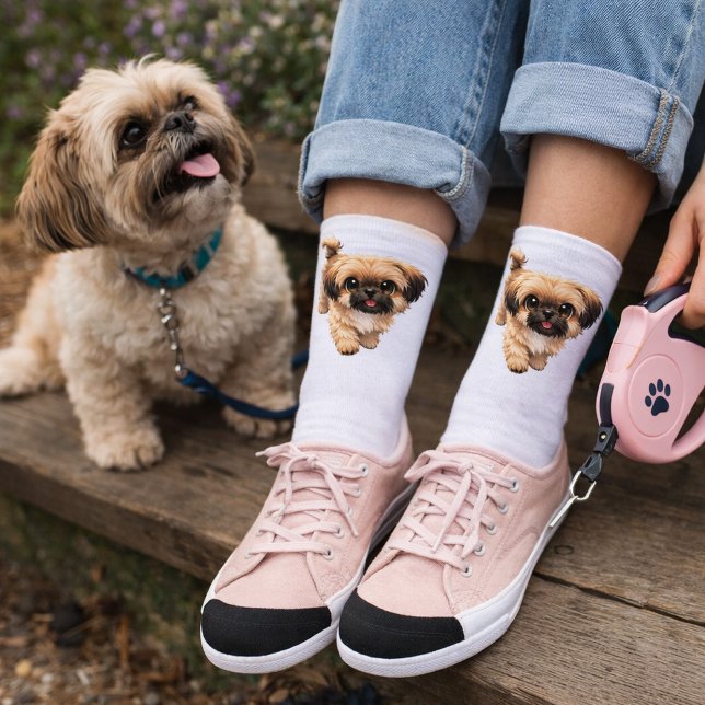 Cute Cartoon Shih Tzu Dog Socks (Cute Shihtzu Puppy Dog Socks )