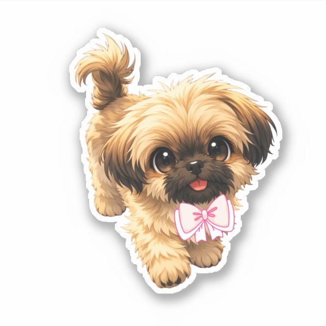 Cute Cartoon Shih Tzu Nala Pink Bow Puppy Dog (Front)