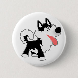 Cute Cartoon Siberian Husky Button Badge