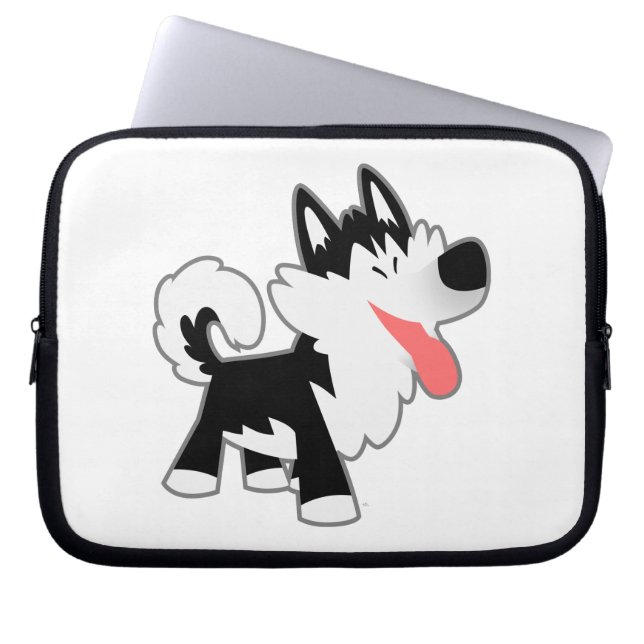 Cute Cartoon Siberian Husky Laptop Case (Front)