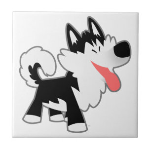 Cute Cartoon Siberian Husky Tile