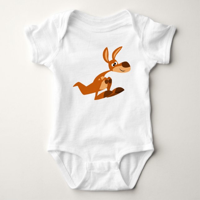 Cute Cartoon Silly Kangaroo Baby Bodysuit (Front)