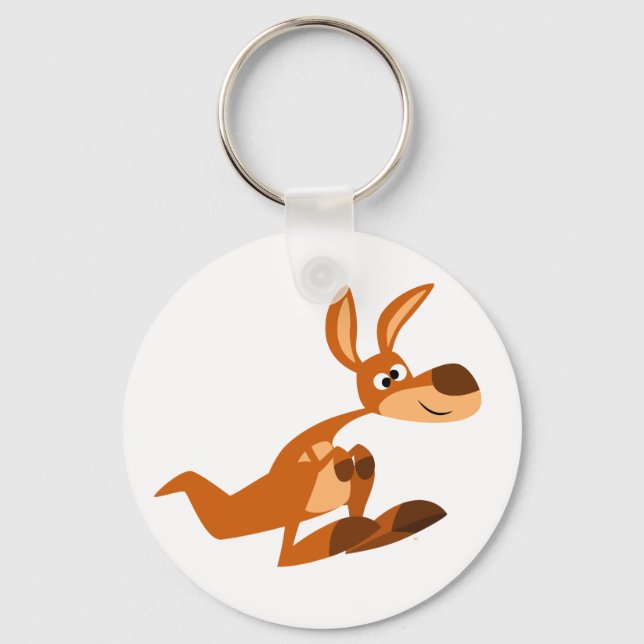 Cute Cartoon Silly Kangaroo Keychain (Front)