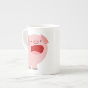 Cute Cartoon Singing Pig Bone China Mug