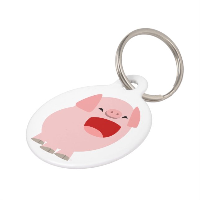 Cute Cartoon Singing Pig Dog Tag (Side)