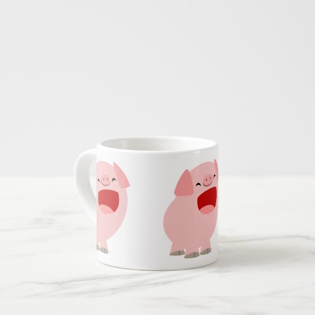 Cute Cartoon Singing Pig Espresso Mug (Front Left)