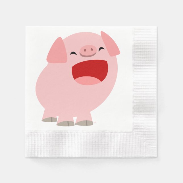 Cute Cartoon Singing Pig Paper Napkins (Front)