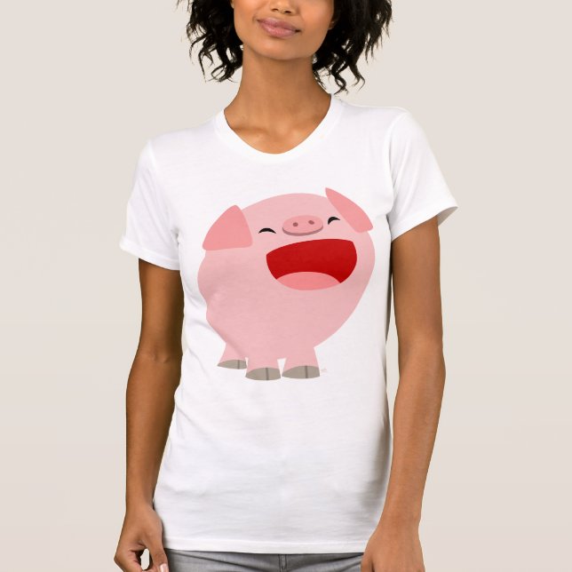 Cute Cartoon Singing Pig Women T-Shirt (Front)