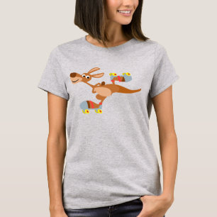 Cute Cartoon Skating Kangaroo Women T-Shirt
