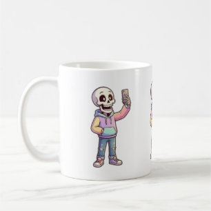 Cute Cartoon Skeleton Selfie - Full Body Trendy Ou Coffee Mug