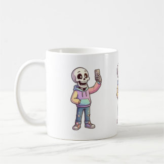 Cute Cartoon Skeleton Selfie - Full Body Trendy Ou Coffee Mug