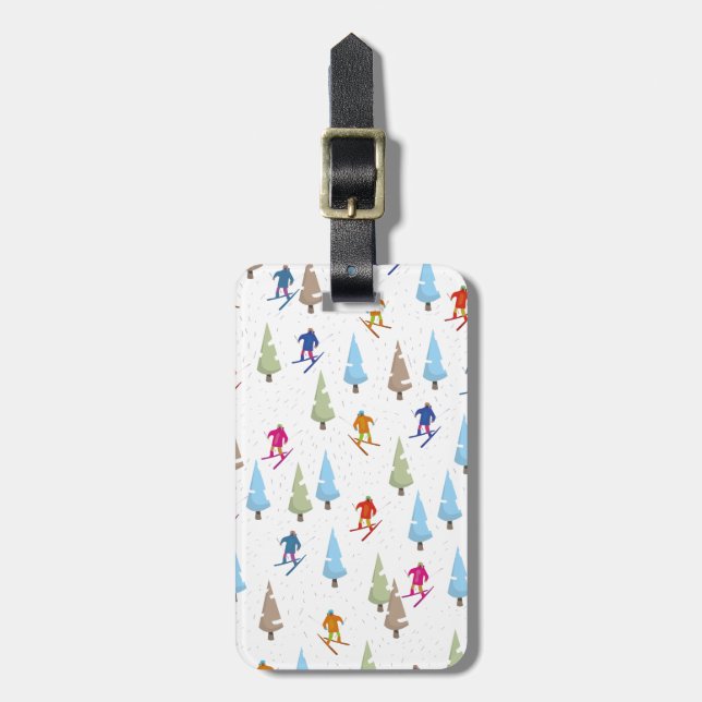 Cute Cartoon Ski slope pattern Luggage Tag (Front Vertical)
