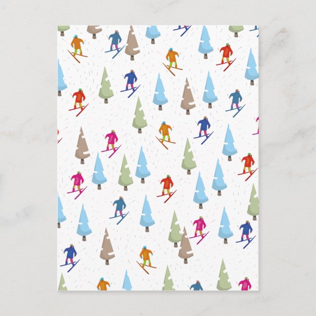 Cute Cartoon Ski slope pattern Postcard (Front)