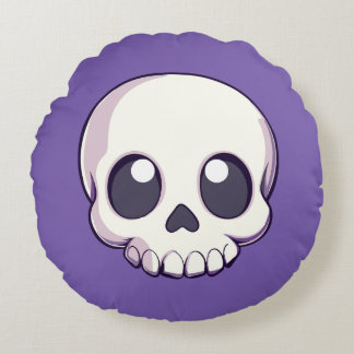 Cute Cartoon Skull Halloween Round Cushion