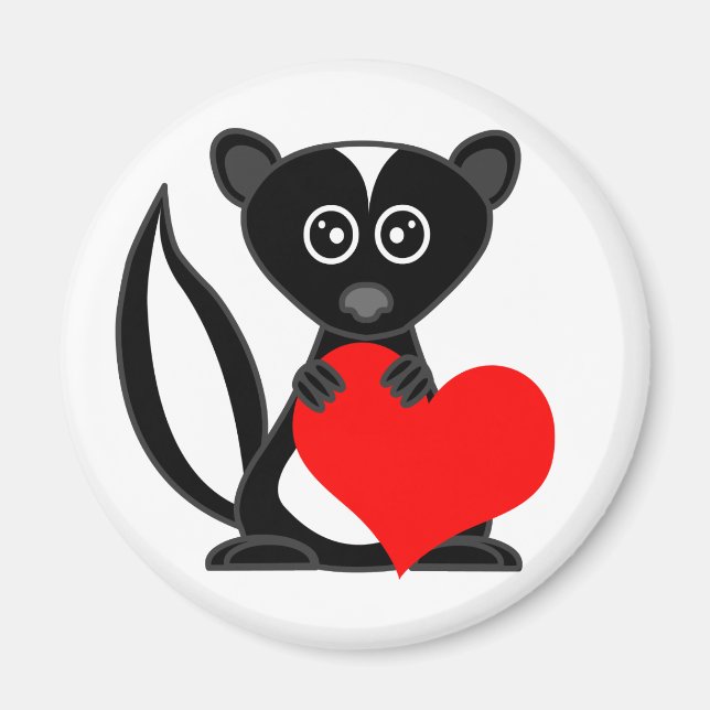 Cute Cartoon Skunk Holding Heart Magnet (Front)