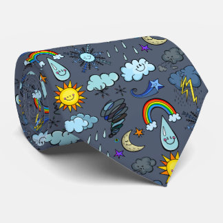 Cute Cartoon Sky Weather Doodles Climate Seasons Tie