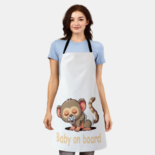 Cute Cartoon Sleeping Monkey Baby on Board Car S Apron