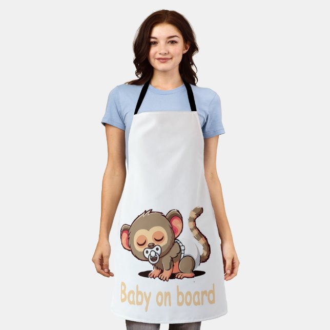 Cute Cartoon Sleeping Monkey | Baby on Board Car S Apron (Worn)