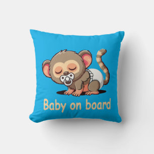Cute Cartoon Sleeping Monkey Baby on Board Car S Cushion