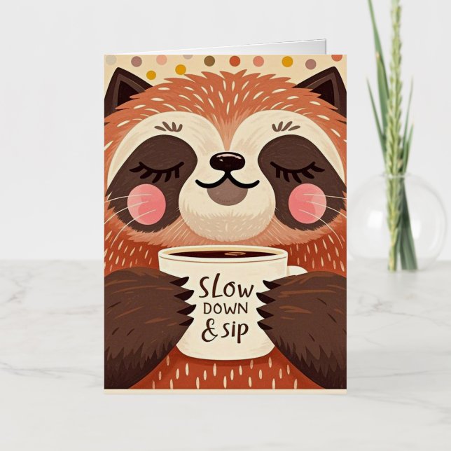Cute Cartoon sloth with exaggerated sleepy eyes  Foil Greeting Card (Front)