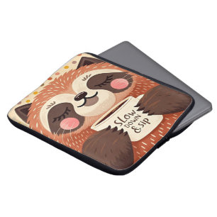 Cute Cartoon sloth with exaggerated sleepy eyes  Laptop Sleeve