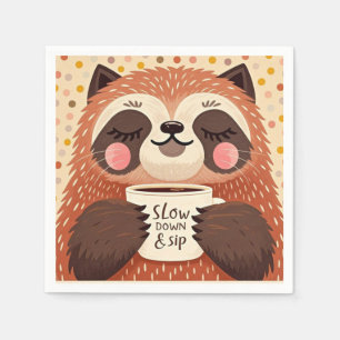Cute Cartoon sloth with exaggerated sleepy eyes  Napkin