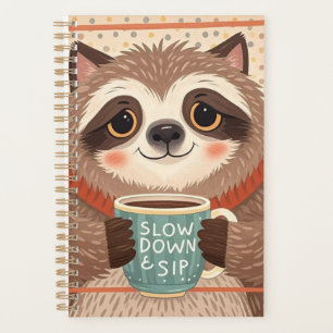 Cute Cartoon sloth with exaggerated sleepy eyes  Planner
