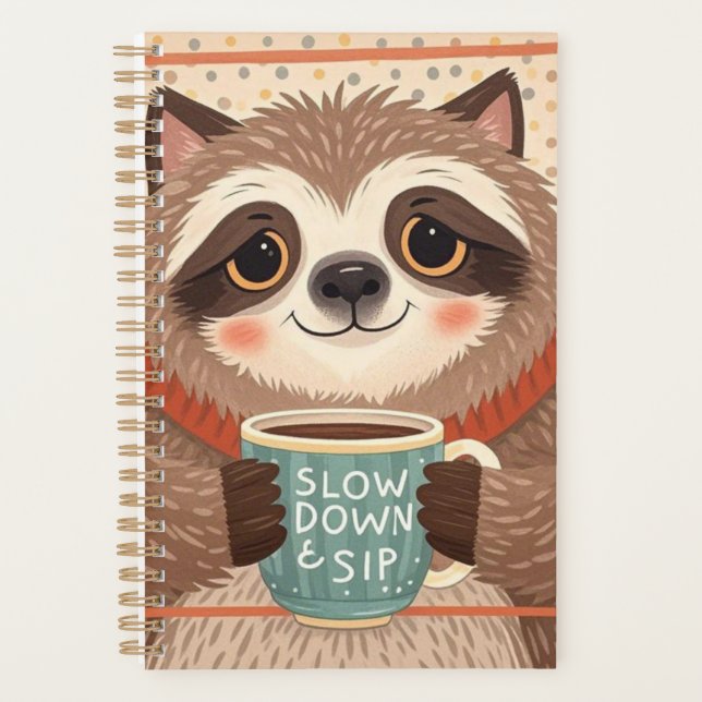 Cute Cartoon sloth with exaggerated sleepy eyes  Planner (Front)