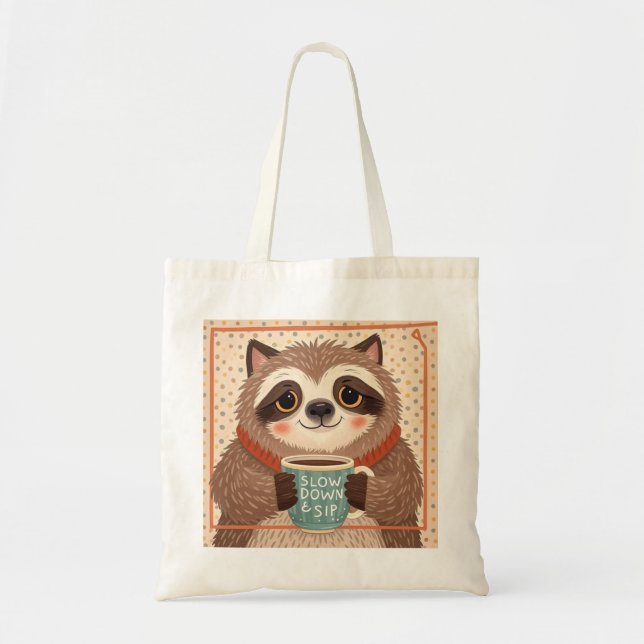 Cute Cartoon sloth with exaggerated sleepy eyes  Tote Bag (Front)