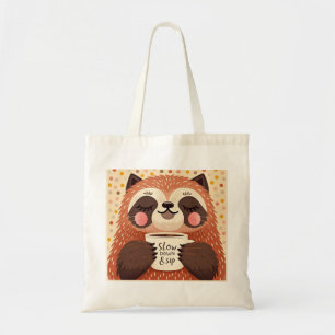 Cute Cartoon sloth with exaggerated sleepy eyes Tote Bag