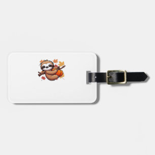 Cute Cartoon Sloth with Pumpkin - Autumn Season Ov Luggage Tag