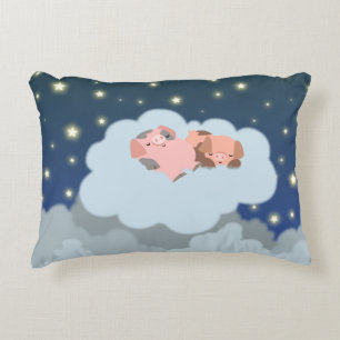 Cute Cartoon Slumbering Piglets Accent Pillow