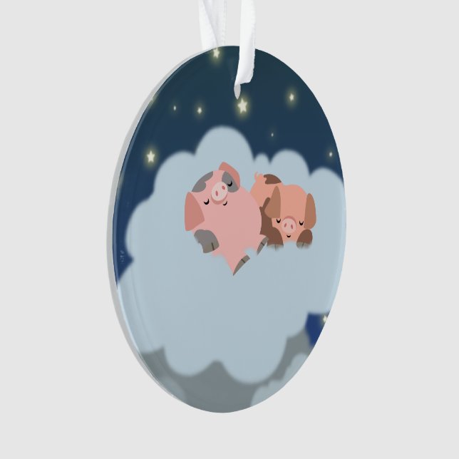 Cute Cartoon Slumbering Piglets Acrylic Ornament (Front)