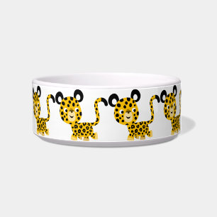 Cute Cartoon Smiling Leopard Cat Bowl