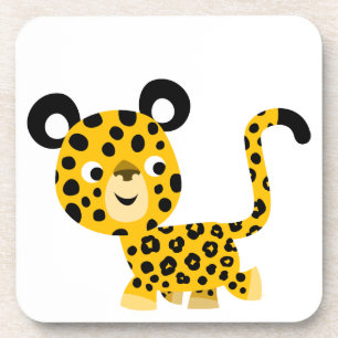 Cute Cartoon Smiling Leopard Set of Coasters