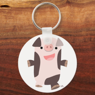 Cute Cartoon Smiling Pig Keychain