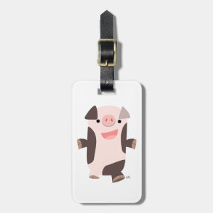 Cute Cartoon Smiling Pig Luggage Tag