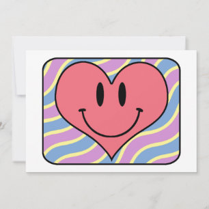 Cute Cartoon Smiling Valentine's Day Retro Heart Holiday Card