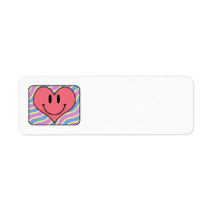 Cute Cartoon Smiling Valentine's Day Retro Heart Return Address Label