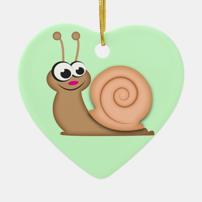 Cute Cartoon Snail Ceramic Ornament (Front)