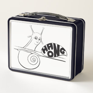 Cute Cartoon Snail on a Plant with Positive Messag Metal Lunch Box