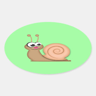 Cute Cartoon Snail Oval Sticker