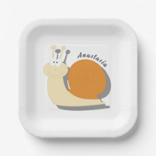 Cute Cartoon Snail Personalised Custom Paper Plate