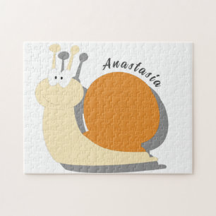Cute cartoon snail Personalised Jigsaw Puzzle
