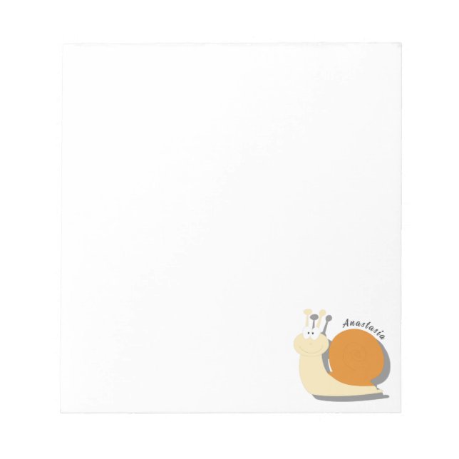 Cute Cartoon Snail Personalised Notepad – Custom  (Front)