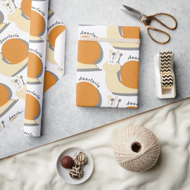 Cute Cartoon Snail Personalised Wrapping Paper  (Crafts)