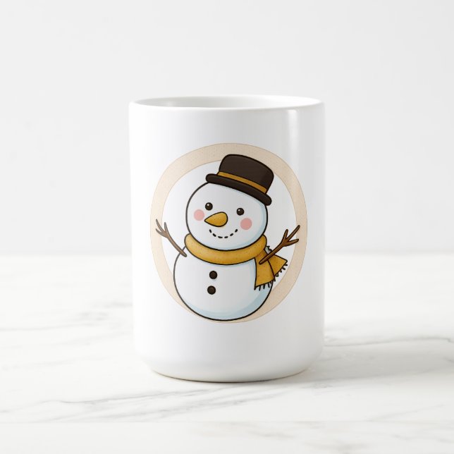 Cute cartoon snowman coffee mug (Center)