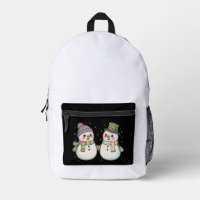 Cute Cartoon Snowman Couple Holding Hands | Winter
