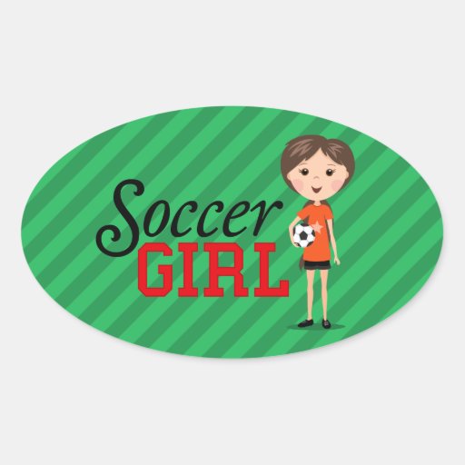 Cute cartoon soccer girl holding a ball on green | Zazzle